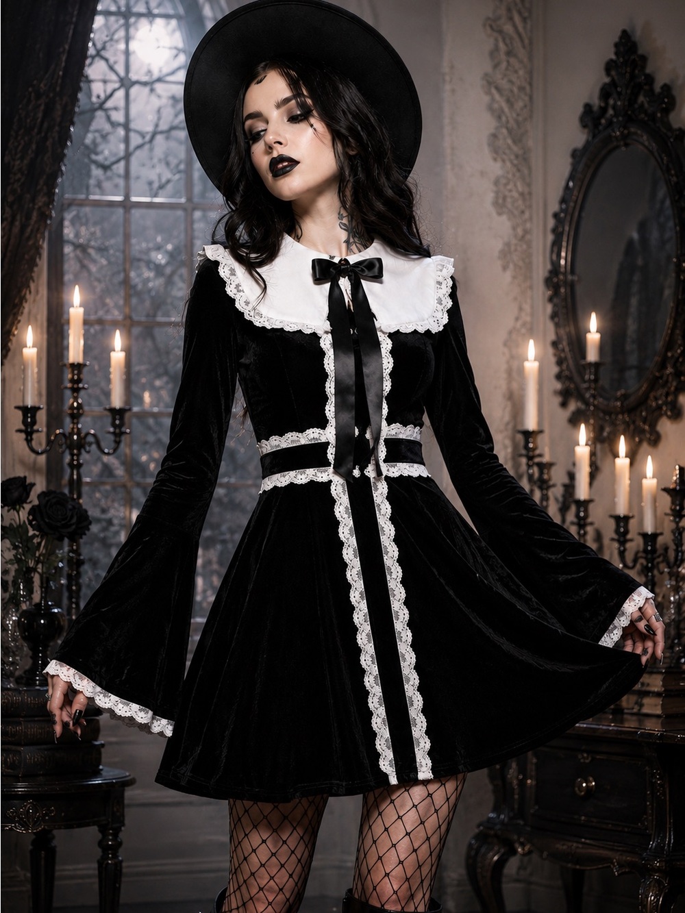 Killstar Infinity Coven Mini Dress in Black and White - Large - Picture 3 of 7
